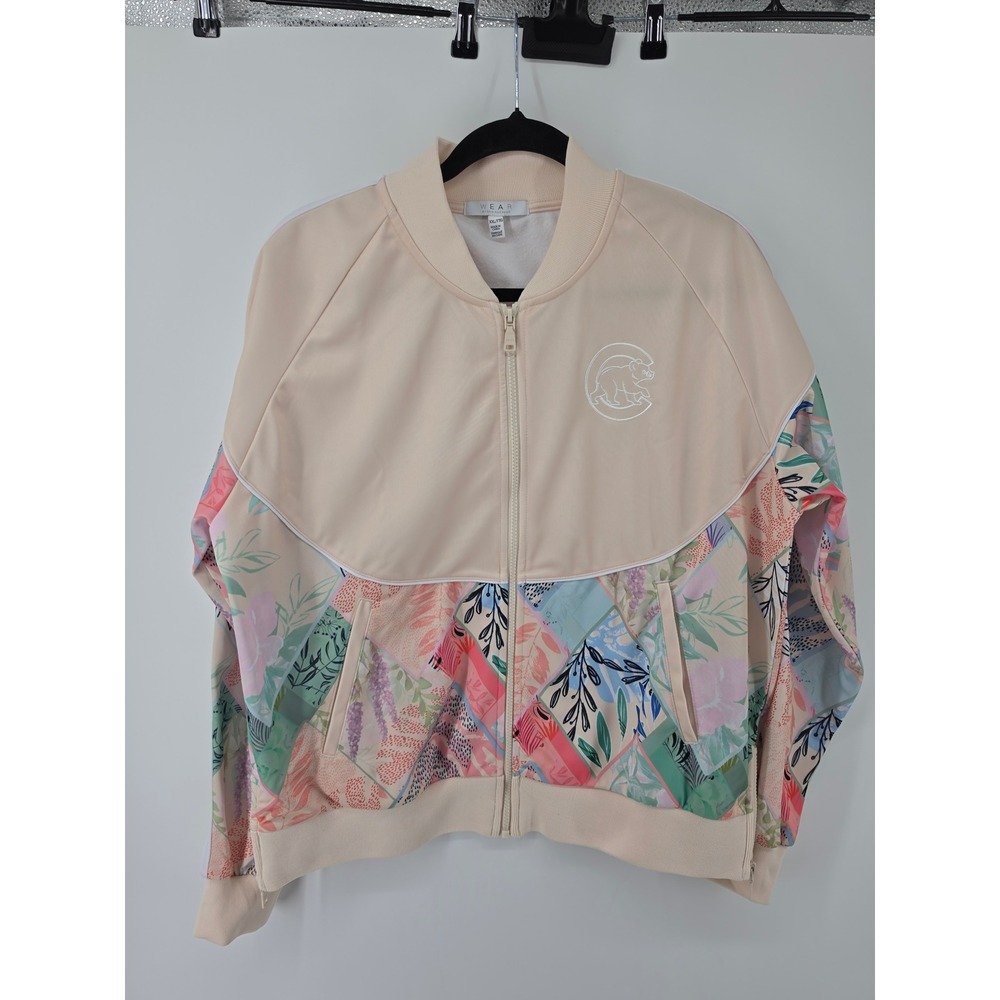 WEAR by Erin Andrews Chicago Cubs Floral Patchwork Track Jacket Cream XXL